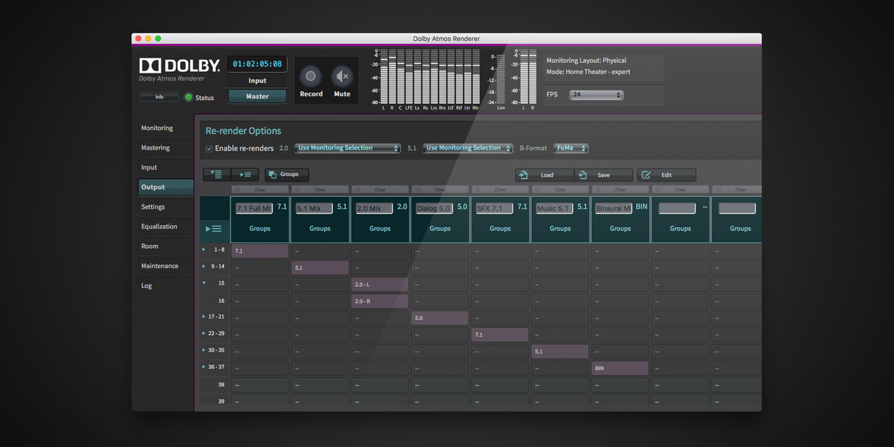 Dolby Atmos ReRender Output Matrix